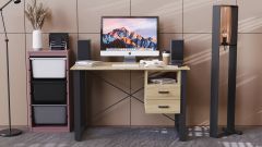 Письменный стол с ящиками Ferrum-decor Оскар  750x1400x700 металл Черный ДСП Дуб Сонома 16 мм (OSK0067)
