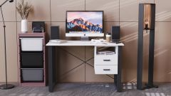 Письменный стол с ящиками Ferrum-decor Оскар  750x1400x700 металл Черный ДСП Белый 16 мм (OSK0064)