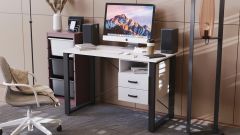Письменный стол с ящиками Ferrum-decor Оскар  750x1200x600 металл Черный ДСП Белый 16 мм (OSK0001)
