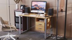Письменный стол с ящиками Ferrum-decor Оскар  750x1200x600 металл Серый ДСП Дуб Артизан 16 мм (OSK0020)