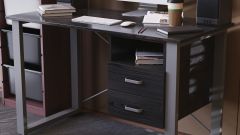 Письменный стол с ящиками Ferrum-decor Оскар  750x1400x600 металл Серый ДСП Сосна Кембра 16 мм (OSK0038)