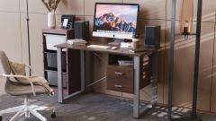 Письменный стол с ящиками Ferrum-decor Оскар  750x1400x700 металл Серый ДСП Дуб Сонома Трюфель 16 мм (OSK0082)