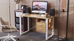 Письменный стол с ящиками Ferrum-decor Оскар  750x1400x700 металл Белый ДСП Дуб Артизан 16 мм (OSK0076)