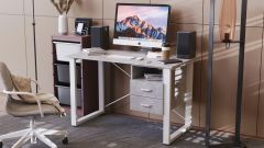 Письменный стол с ящиками Ferrum-decor Оскар  750x1200x700 металл Белый ДСП Бетон 16 мм (OSK0056)