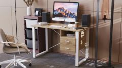 Письменный стол с ящиками Ferrum-decor Оскар  750x1400x600 металл Белый ДСП Дуб Сонома 16 мм (OSK0032)