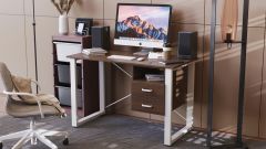 Письменный стол с ящиками Ferrum-decor Оскар  750x1400x700 металл Белый ДСП Дуб Сонома Трюфель 16 мм (OSK0075)