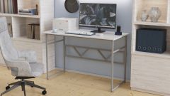 Письменный стол Ferrum-decor Раян 75x120x70 серый ДСП Белое 16мм