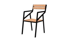 Кресло уличное с подлокотниками Риво Ferrum-decor 880x490x615мм Черный металлическая основа, Фанера вскрытая воском 18 мм (RIV001)